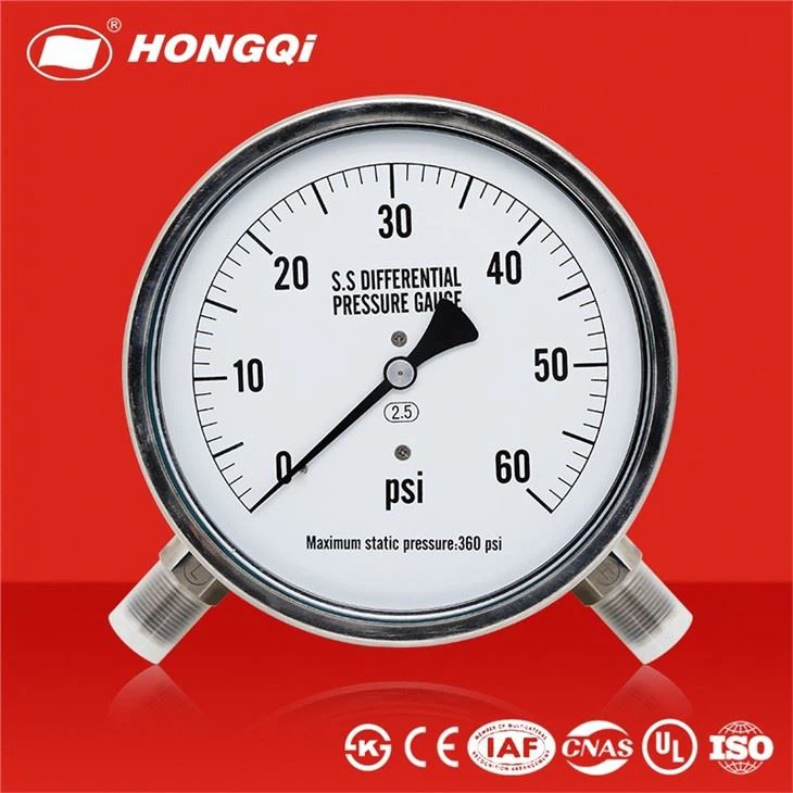 High Precision Air Differential Pressure Gauge With Stainless Steel Connector