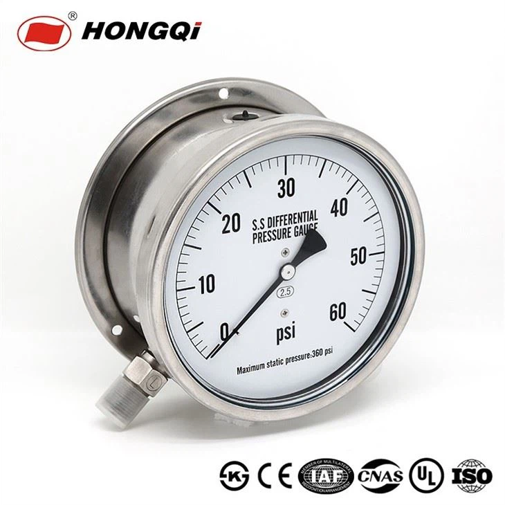 High Precision Air Differential Pressure Gauge With Stainless Steel Connector