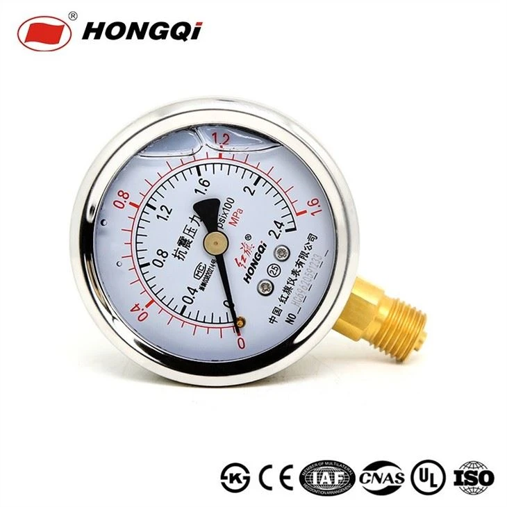 Hongqi 60mm Pressure Gauge Radial Direction Stainless Steel Case 0-160psi/0-2.4mpa